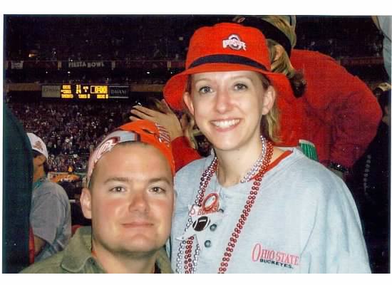 January 3, 2002 Final Score: Buckeyes 31, Hurricanes 24 (the girl still has the sweatshirt which she stole from her Buckeye)