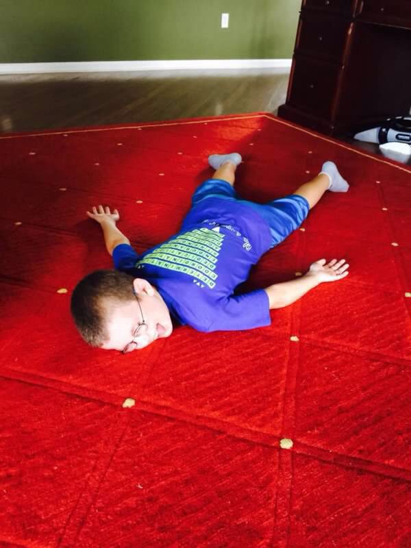 reenactment of what it looks like to sleep on top of covers